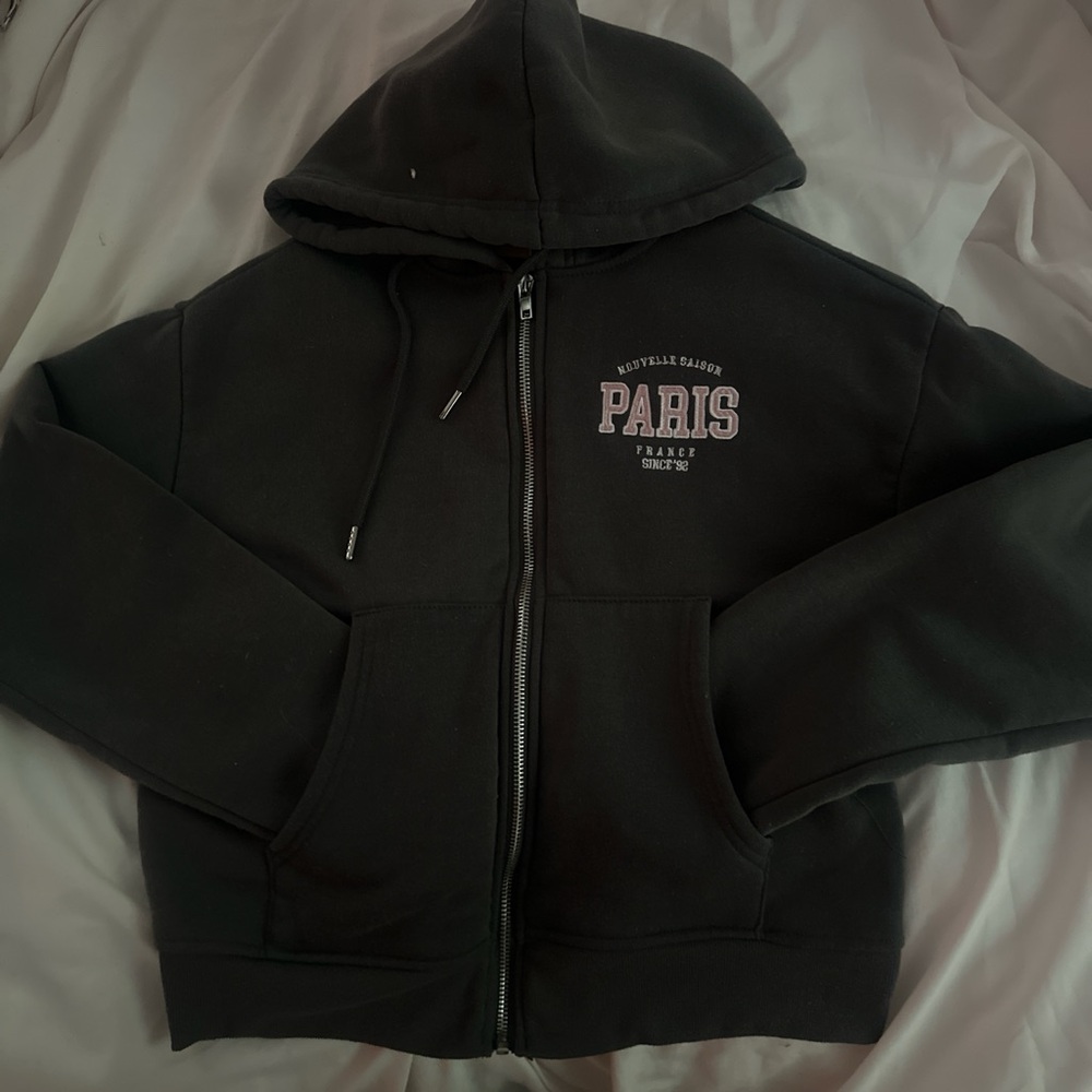 Charlotte Russe Black Hoodie with Paris Graphic